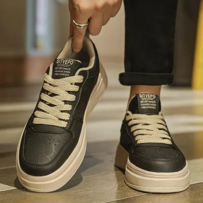 Premium Leather Round Head Breathable Casual shoes
